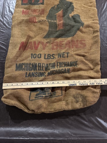Michelex Burlap Navy Bean Bag Railroad Advertising - Picture 8 of 8