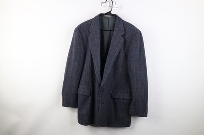 Vtg 90s Streetwear Mens 46L Heavy Wool Tweed Suit Coat Blazer Jacket Plaid USA