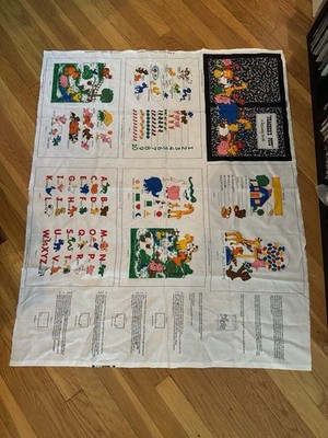 Teachers Pet Learning Book Soft Cotton Fabric Panel Alphabet ABC Cranston VIP