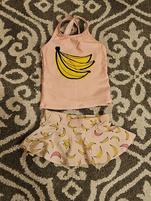 Hanna Andersson Little Girl's Banana Swimsuit Set 2 pieces Size 100 US 4 EUC 