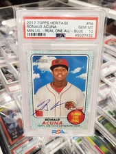 2017 Topps Heritage Real One Blue Border #/75 Auto SP Ronald Acuna Jr. PSA 10