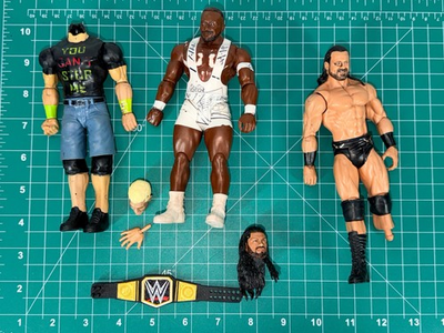 #ad WWE Mattel Big E John Cena Drew M Roman Reigns Championship Belt Parts Pieces $24.55