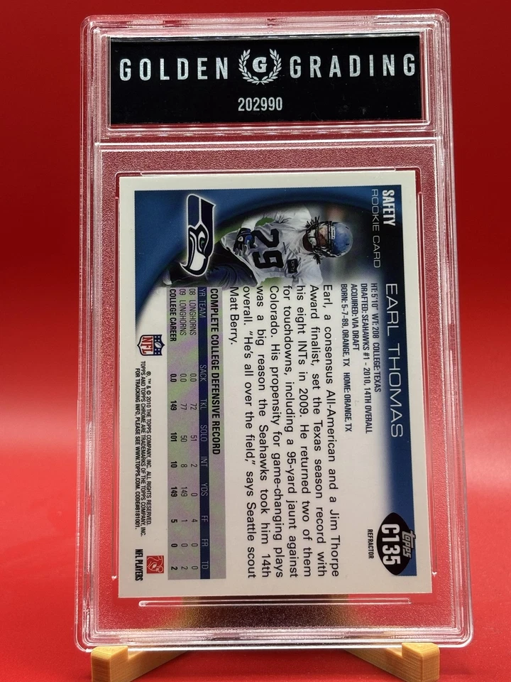 Topps Chrome #C135 Earl Thomas Xfractors 2010 clasificación 9 radiocontrol Foto 2 de 2