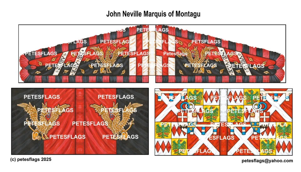 PETESFLAGS 28mm Medieval Wars of the Roses Sir John Neville Marquis of Montagu Flags
