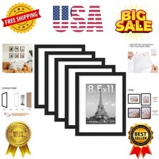 8.5x11 Picture Frame Set of 5, Display Pictures 6x8 with Mat or 8.5 by 11 Wit...