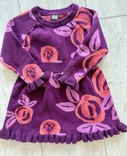 Tea Collection French Rose Sweater Dress Girls Size 2T Purple Floral Knit Ruffle