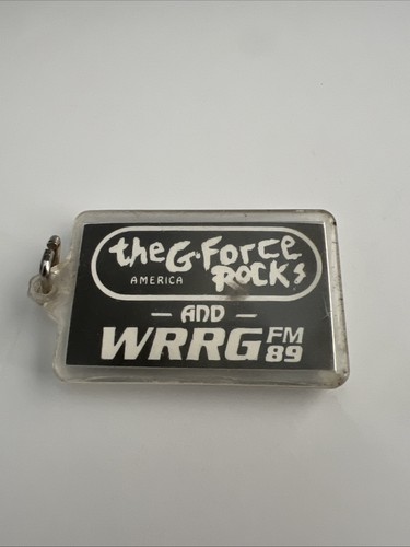 Llavero plástico vintage de 2" G-Force Rocks America Rockfest '86 WRRG FM89 - Imagen 2 de 3