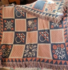 Vintage Crown Crafts Woven Tapestry Blanket