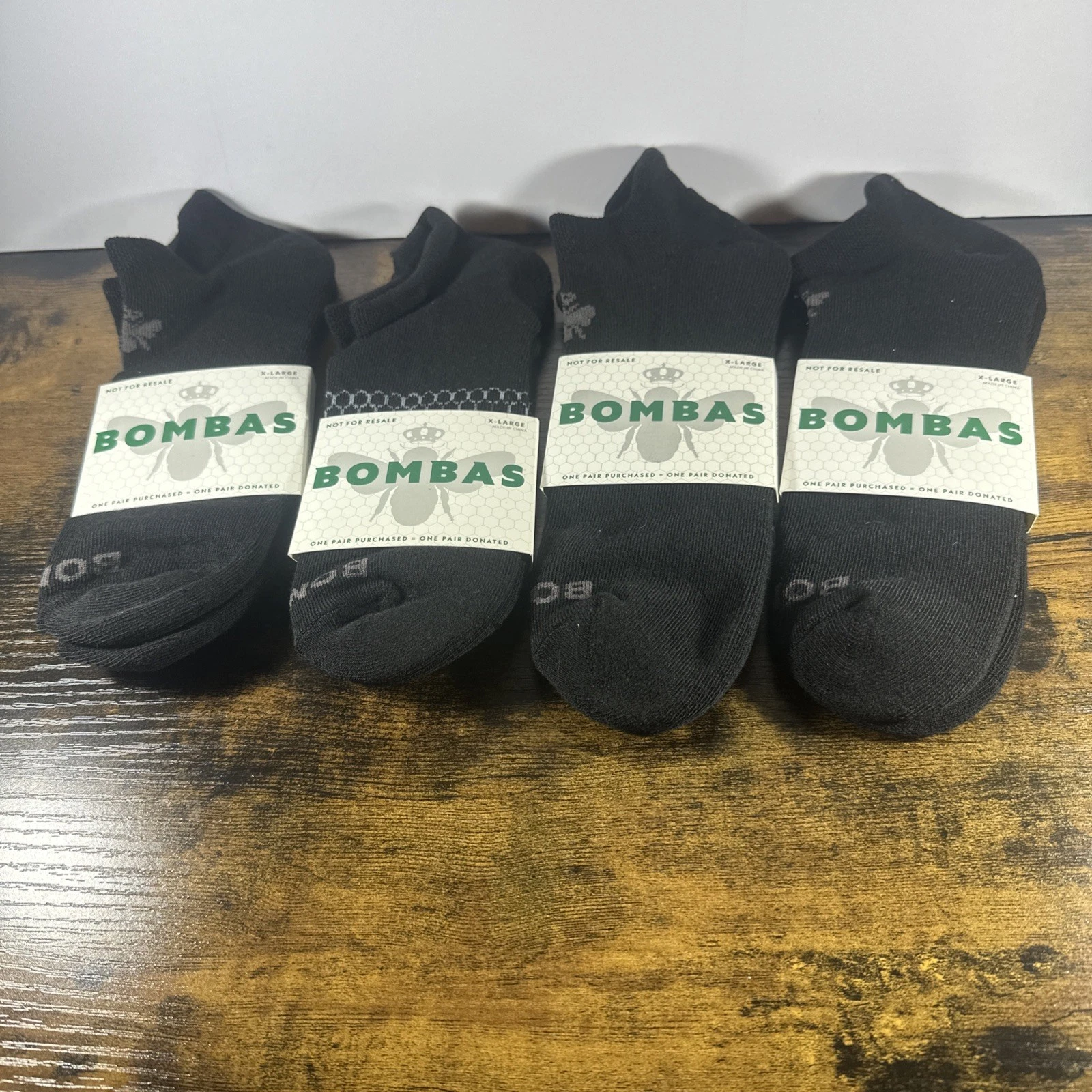 4 Pairs Bombas Mens Black Ankle Socks Size XL 13-16 (4 PAIRS) New