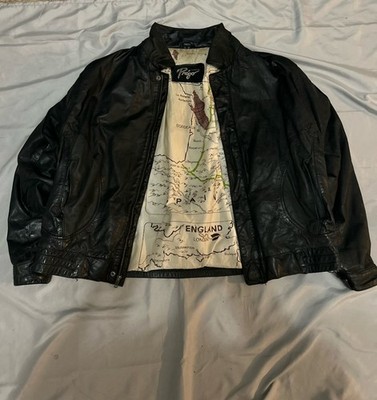 Prego Bomber Jacket XL Black Zip Map Lining Men's Mid-Length Solid