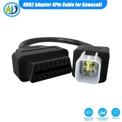 OBD2 OBDII Adapter Cable 4Pin Diagnostic Connector for Kawasaki Bike Motorcycle