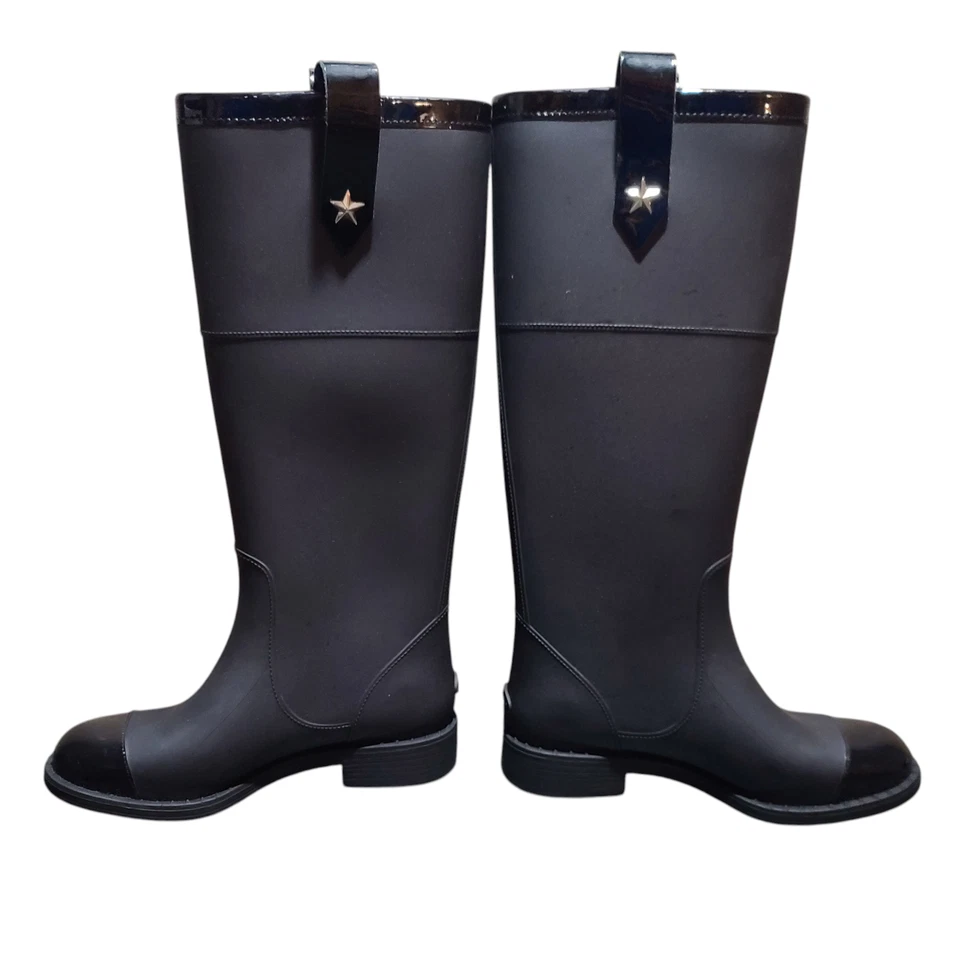 Botas de lluvia Jimmy Choo Edith negras con puntera de goma talla 34EU/4US Foto 3 de 4