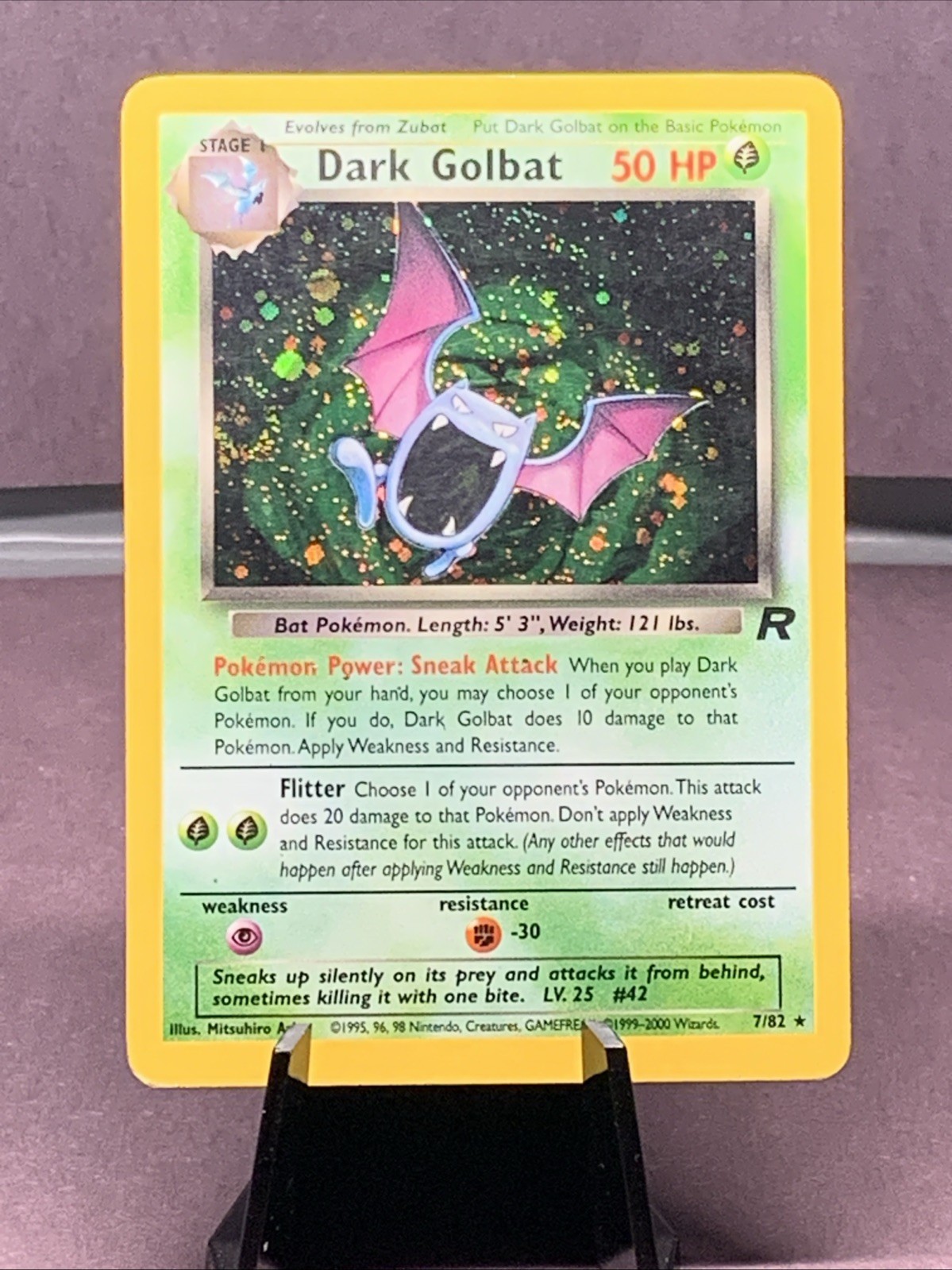 Pokemon TCG Dark Golbat 7/82 Team Rocket Holo Rare 2000 WOTC VTG Swirl