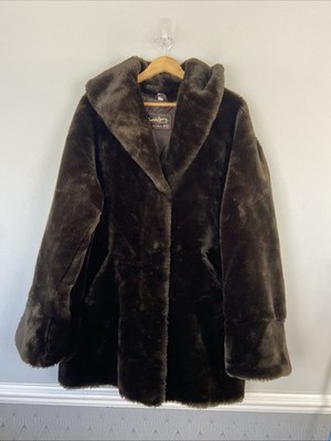 David Barry London brauner Teddy Mantel Gr. 12 Oversized Kunstfell Jacke Vintage