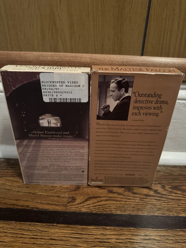 Classic Drama VHS Lot Five Heartbeats Maltese Falcon Bridges of Madison County Foto 4 de 4