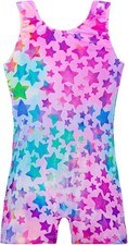 TENVDA Leotards for Girls Gymnastics Kids Children 5-6 Years, Rainbow Star