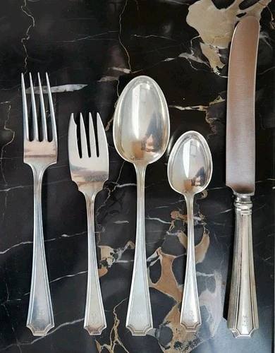 Fairfax Durgin-Gorham Sterling Silver Place Size Spoon monogram 5 Pc 158 g grams