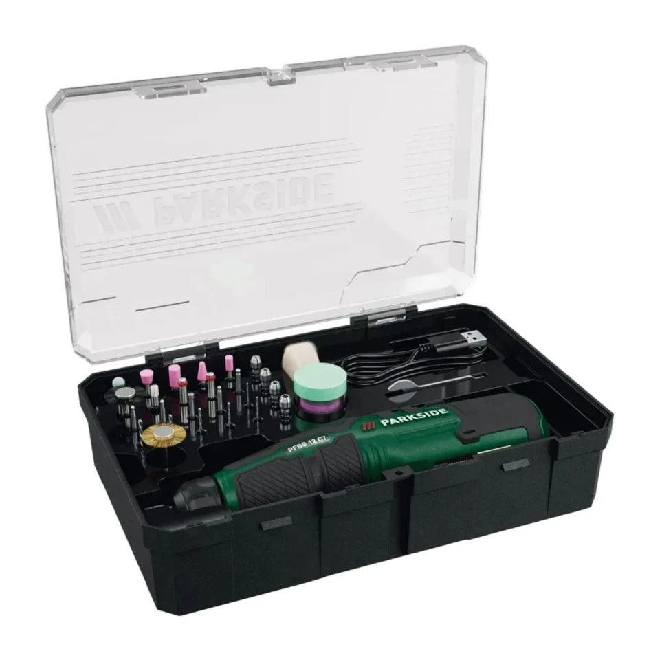 Parkside 12V Cordless Rotary Multi Tool Precision Drill Grinder +50 Accessories  - Image 4 of 4