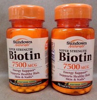 Sundown Naturals Biotin 7500 Mcg Super Strength 75 Tablets Exp 01/18 + Lot Of 2 on sale Sundown Naturals Biotin 7500 Mcg Super Strength 75 Tablets Exp 01/18 + Lot Of 2 on sale
