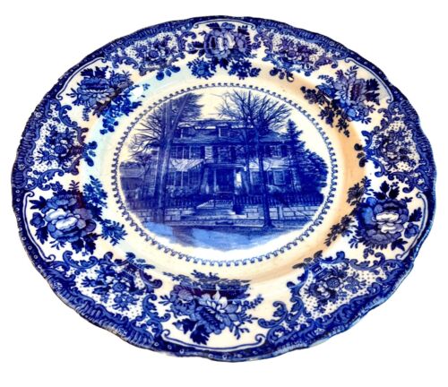 W. Adams Flow Blue Plate 10.5” Langdon Gov Mansion NH - Picture 2 of 7