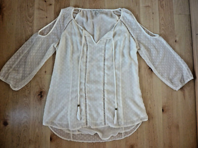 daniel rainn transparente Bluse offshoulder mit Pünktchen Gr. S