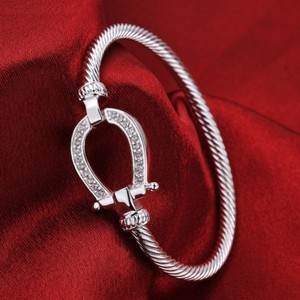 Silver-Filled-Horse-Shoe-Bangle-water-drop-Bracelet-fashion-jewelry