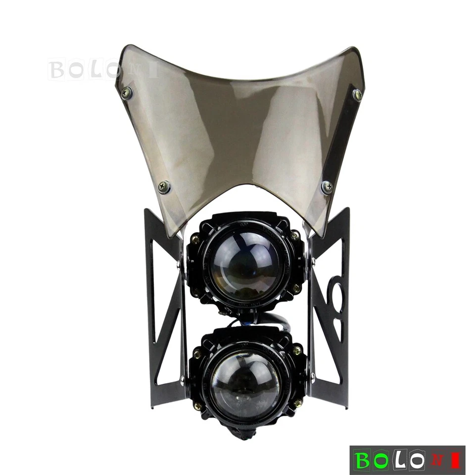 Proyector apilado de faros dobles para motocicleta con marca E y DOT para moto de tierra Foto 4 de 4