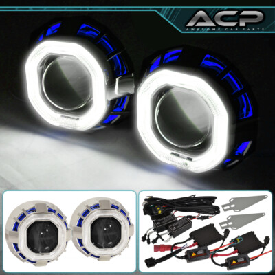 For Audi VW Lotus Bi-Xenon Retrofit Projector Headlights CCFL Halo Rings HID Kit