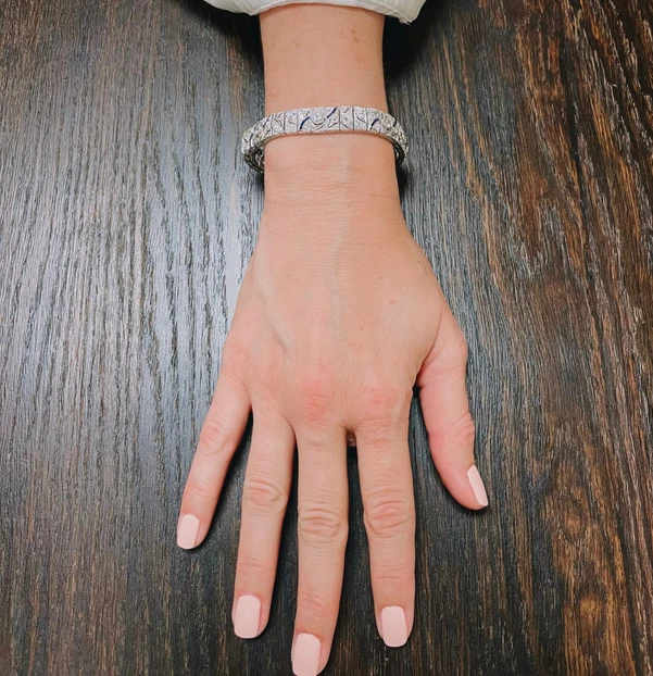 Fabulosas pulseras estilo eduardiano corte francés 7,96 quilates diamantes y zafiros azules Foto 4 de 4