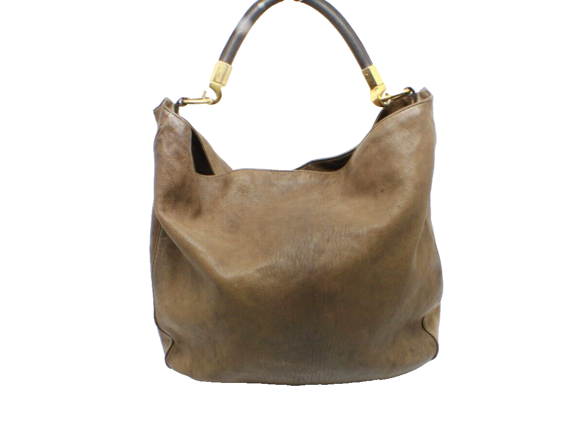 Borsa Hobo YSL Yves Saint Laurent verde oliva in pelle roady grande spedizione gratuita