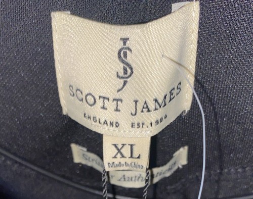 SCOTT JAMES Mens Thin Collar Polo Shirt Black w/Blue Glitter Trim~XL~ MSRP $58 - Picture 5 of 5