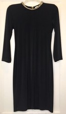 Calvin Klein Size 4 Black 3/4 Sleeve Chain Studded Neckline Women’s Shift Dress