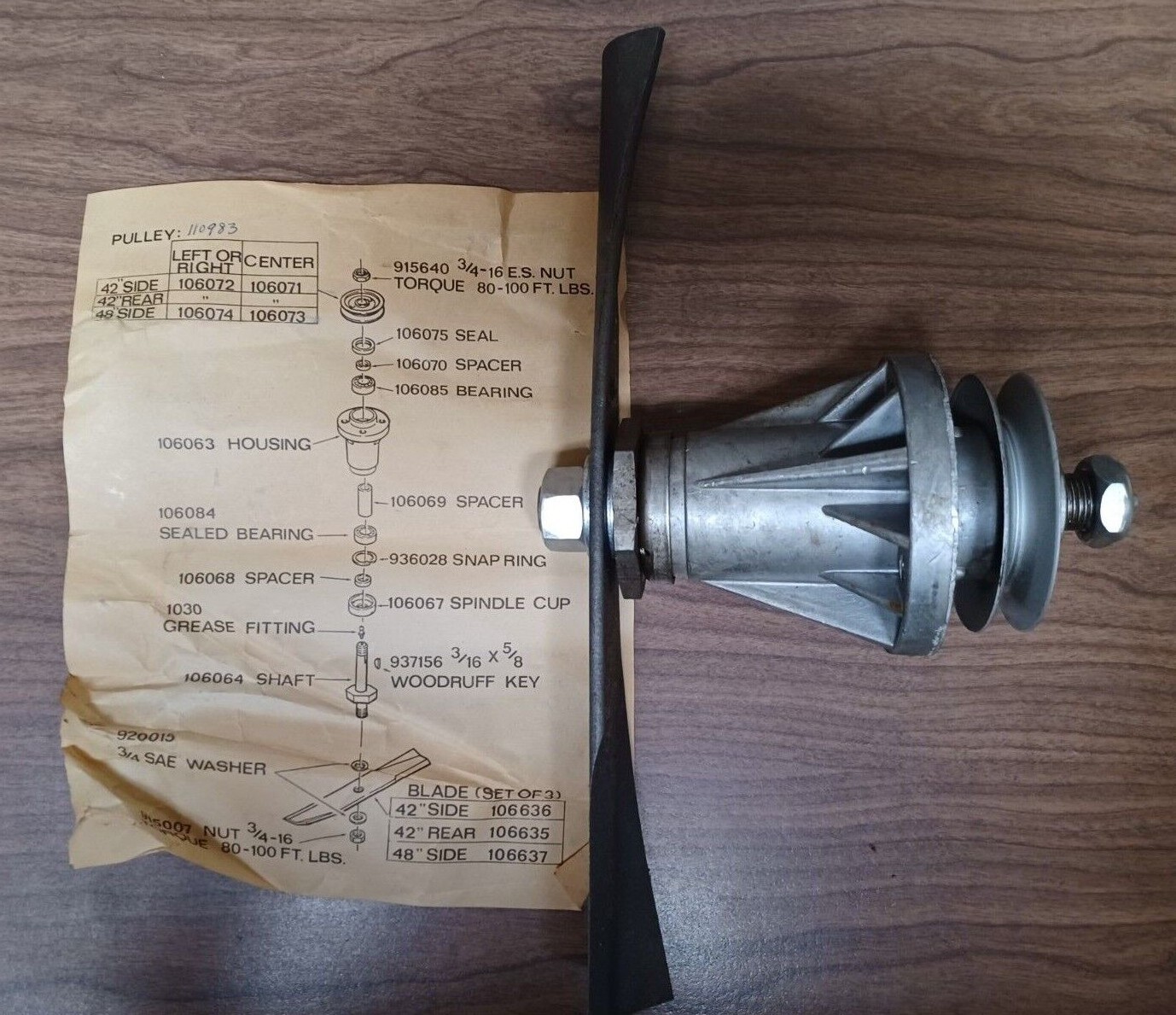 Wheel Horse Spindle Assembly 110981 eBay