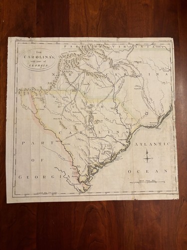 1788 Map North & South Carolina Part of Georgia GORDON Conder, Revolutionary War