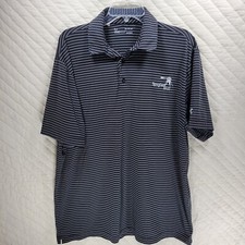 Under Armour Polo Shirt Mens XL Black Striped Short Sleeve Heat Gear Golf