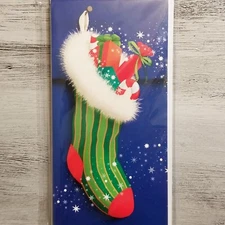 Christmas Money/ Gift Card Holder w/ Envelopes Stocking Holiday Greetings 10 Set