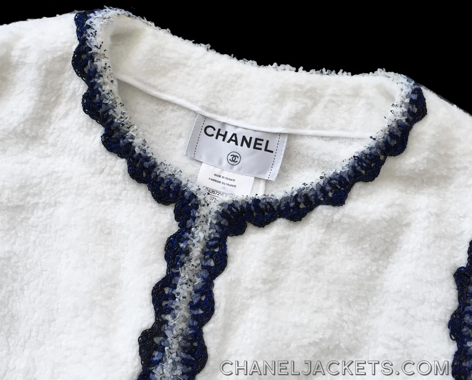 GIACCA TERRY CHANEL bianca $3 555 *PIÙ RICERCATA* * FR 48 50 US 12 ~ NUOVA con etichette