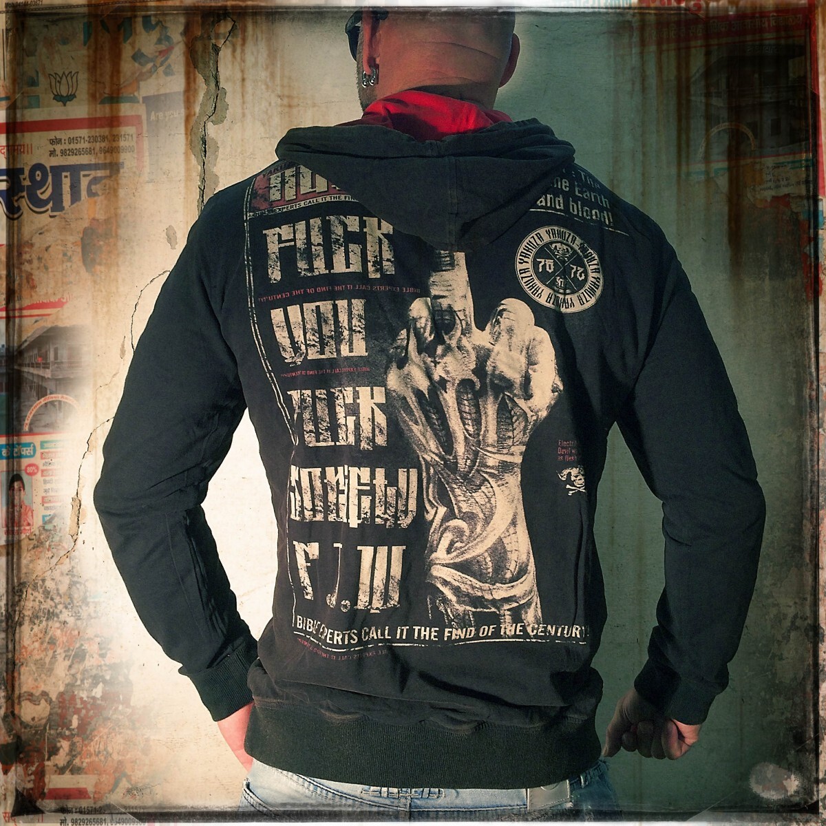 Yakuza Herren Hoodie „Death Awaits U“ – Kapuzenpullover Mit Alloverprint, Kuschelig & Bequem