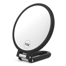 Double Sided 1X/15X Magnifying Hand Mirror Travel Folding Pedestal Makeup Desk