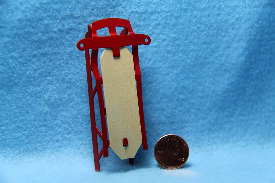 HANDLEY Dollhouse Miniature Wood Winter Christmas Sled Large IM66255