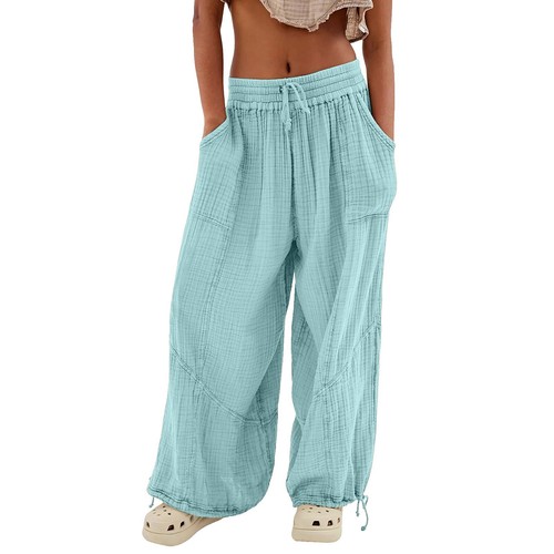 Damen Cargohose Baggy weites Bein locker hoher Bund Taschen Jogginghose Hose - Bild 37 von 48