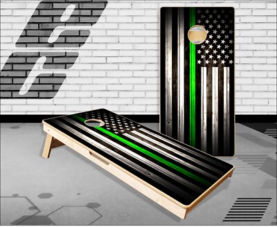 Thin Green Line Wood Cornhole Boards Bean Bag Toss Game