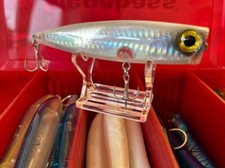 Bass Popper Lure Super Popper Silver Sprat 110mm x 23g Free Quick Change Link