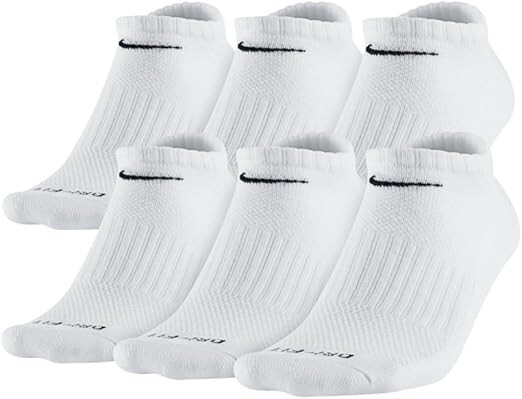 Nike Dry Fit Low Cut Unisex Athletic Socks 6-Pack White/Black