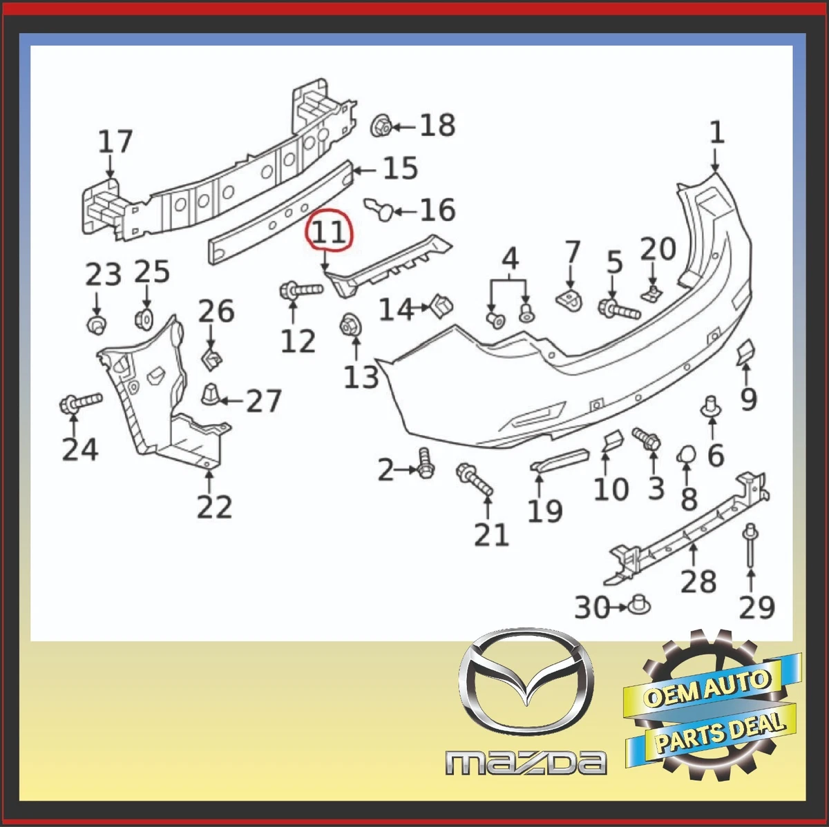 GENUINE MAZDA 6 OEM 14 21 REAR RIGHT RETAINER BUMPER GJR9502H1