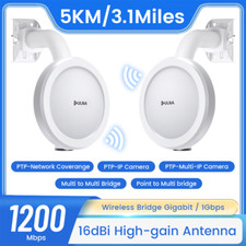 2xWireless Bridge Mount 1Gbps Point to Point Gigabit WiFi Bridge 5KM 1200Mbps