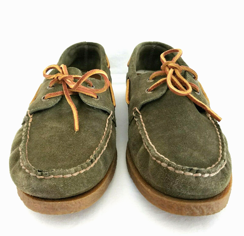 SPERRY TOPSIDER Olive Green Suede Boat 