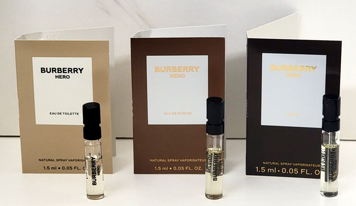 BURBERRY HERO EDP, BURBERRY HERO EDT, BURBERRY HERO PARFUM 0.05 fl