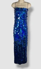 $790 New Arrivals Women's Blue Sequins Sleeveless Phoenix Dress Size 40