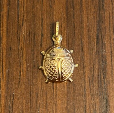 NEW 9ct Yellow Gold Lady Bug Charm 375 Lucky Pendant 9K 9KT Insect Luck Fortune